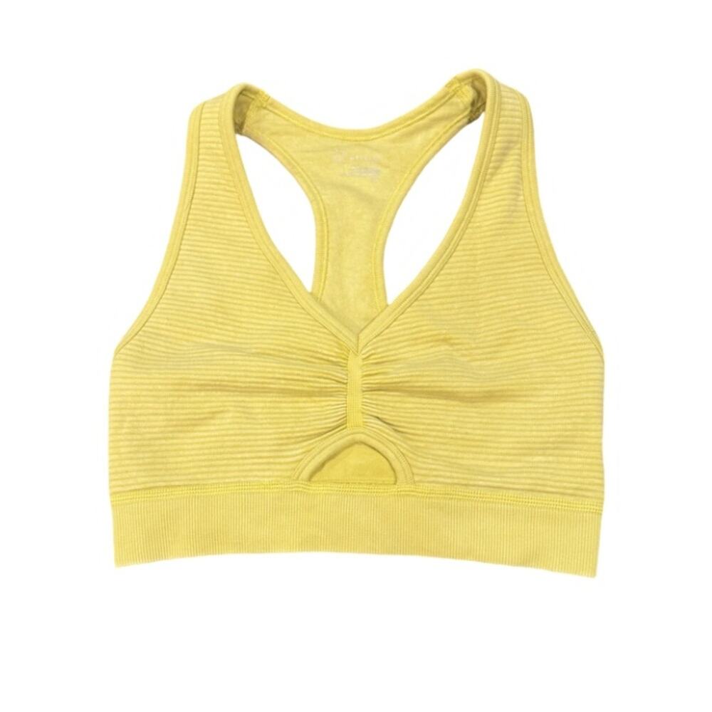 aerie Offline Seamless Rib Totally Textured Sports Bra - Pale Yellow Size S